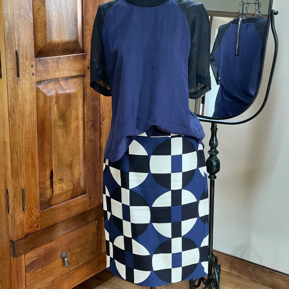 Mod pattern midi skirt